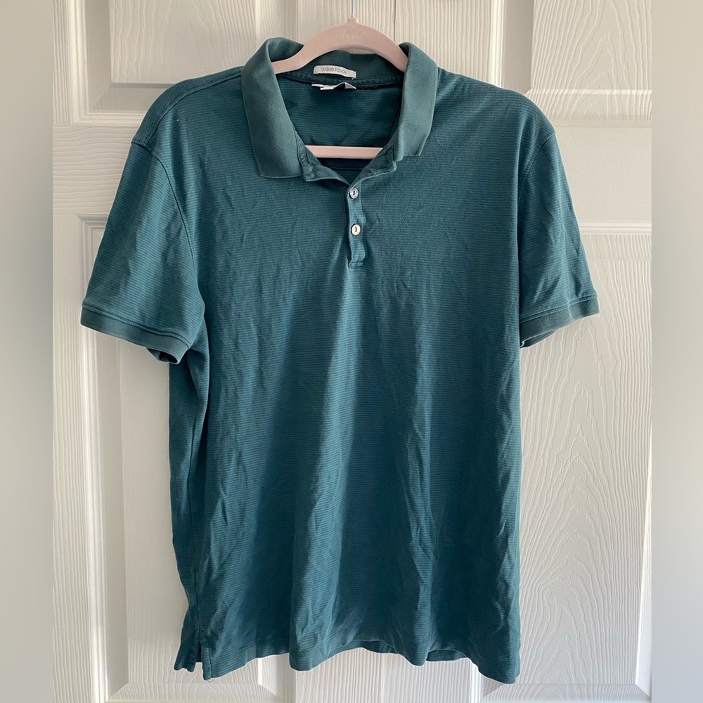 Calvin Klein Large Men's Teal Polo Shirt 100% Cotton Soft Comfortable